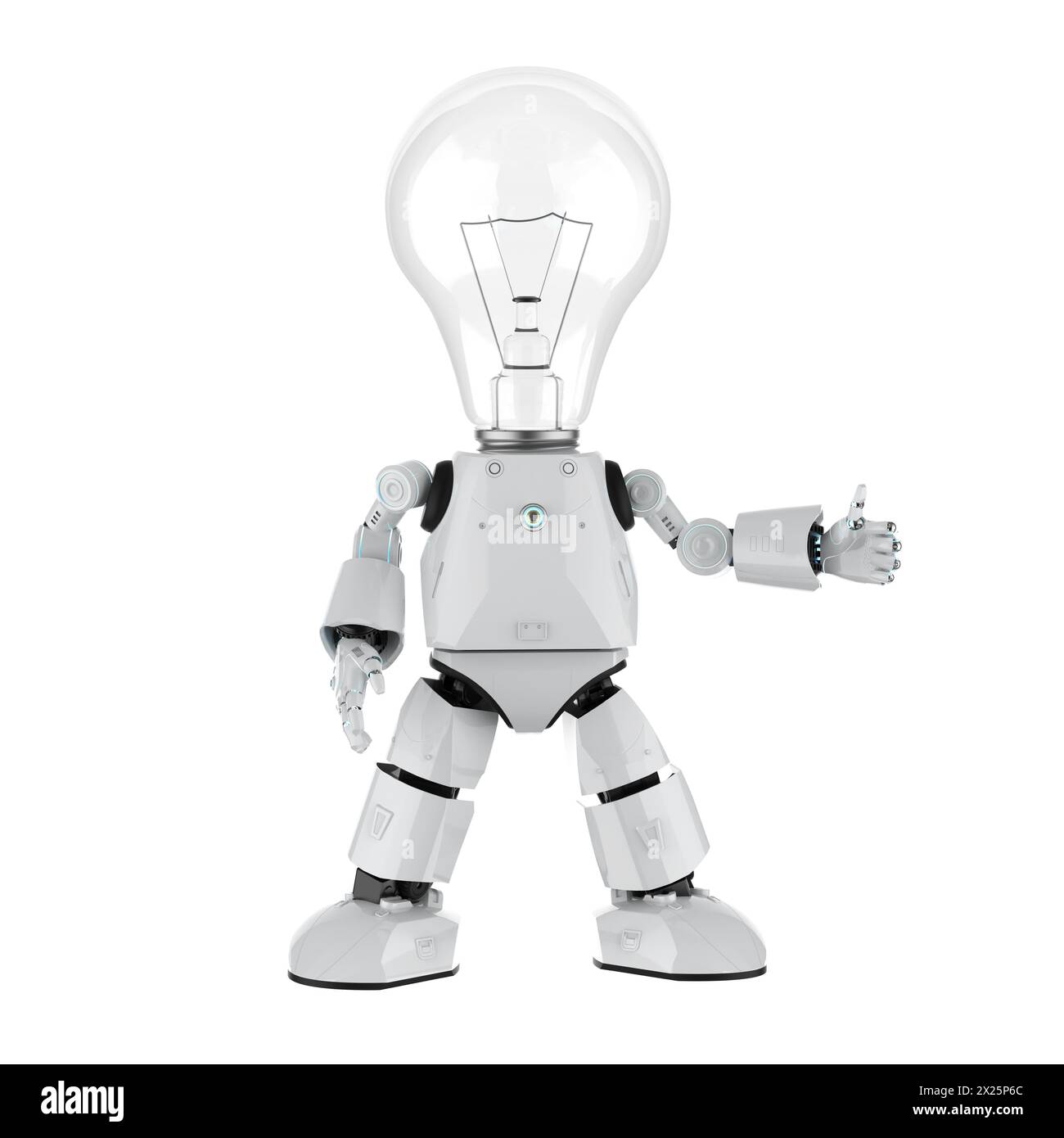 Concetto di creatività con il rendering 3d Personal Assistant robot con lampadina Foto Stock