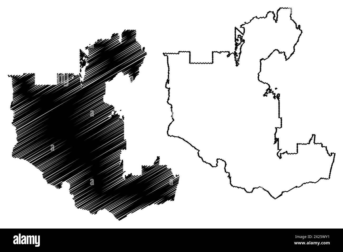 Regione amministrativa di Outaouais (Canada, provincia di Quebec, Nord America) illustrazione vettoriale della mappa, disegnare la mappa di Outaouais Illustrazione Vettoriale