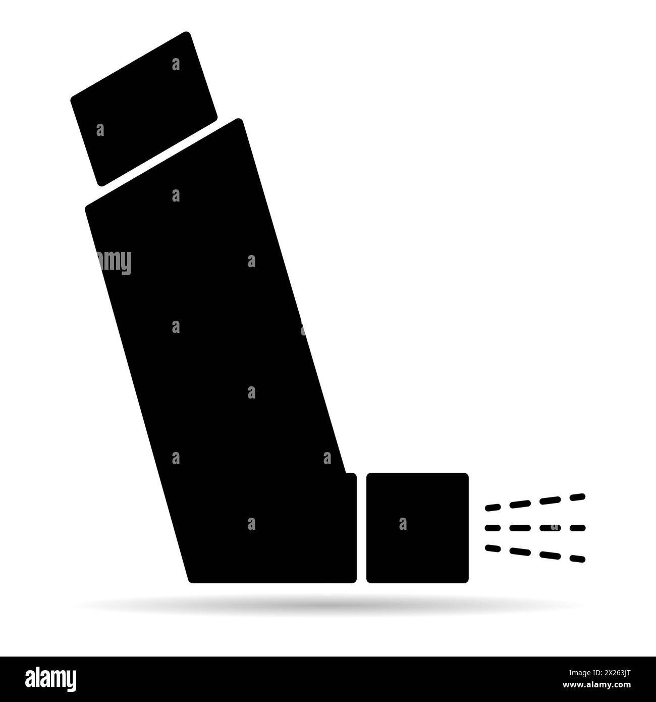 Icona ombra design inalatore asma, segno sanitario medicina, illustrazione vettoriale grafica . Illustrazione Vettoriale