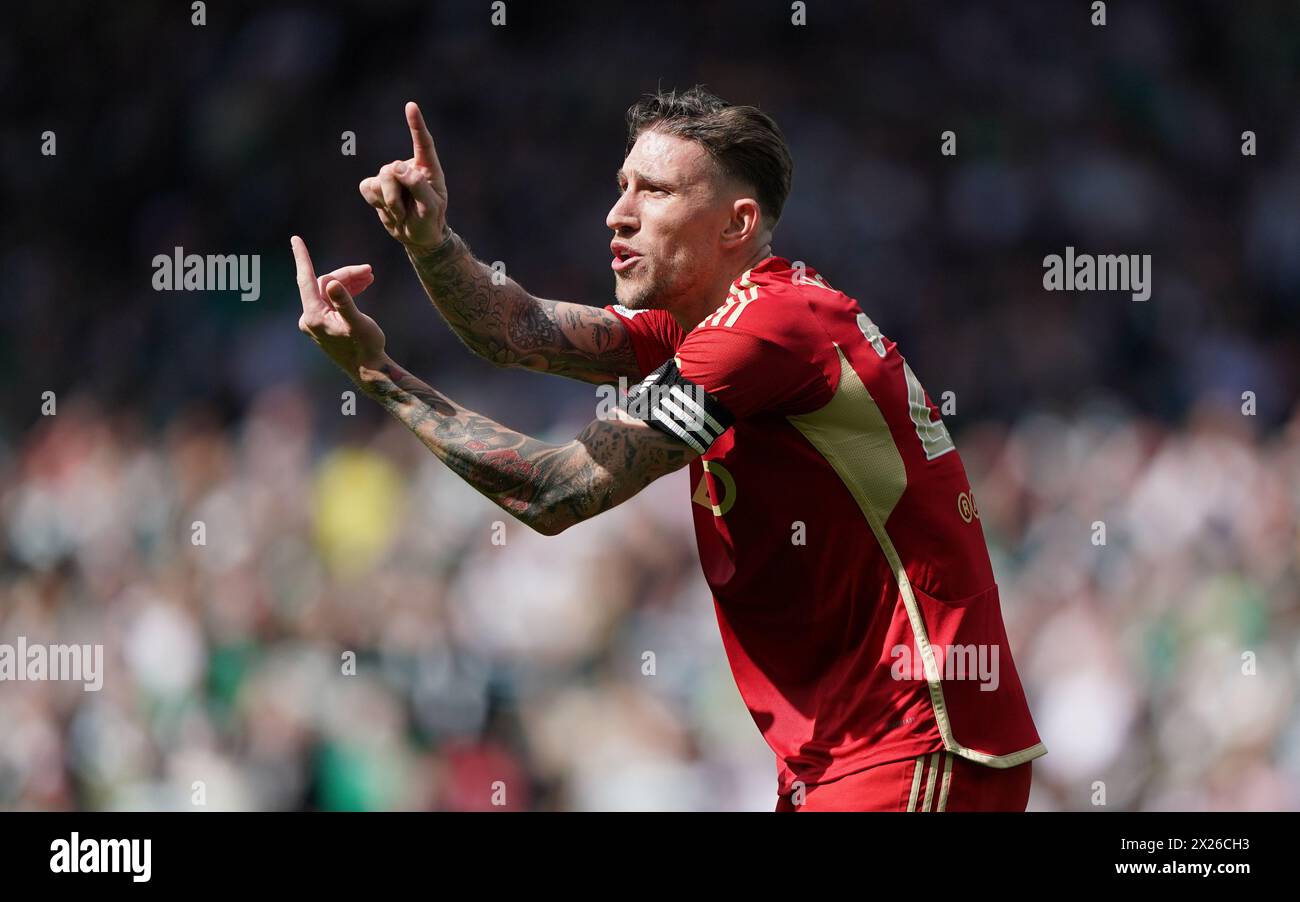 Angus MacDonald dell'Aberdeen durante la semifinale della Scottish gas Cup ad Hampden Park, Glasgow. Data foto: Sabato 20 aprile 2024. Foto Stock