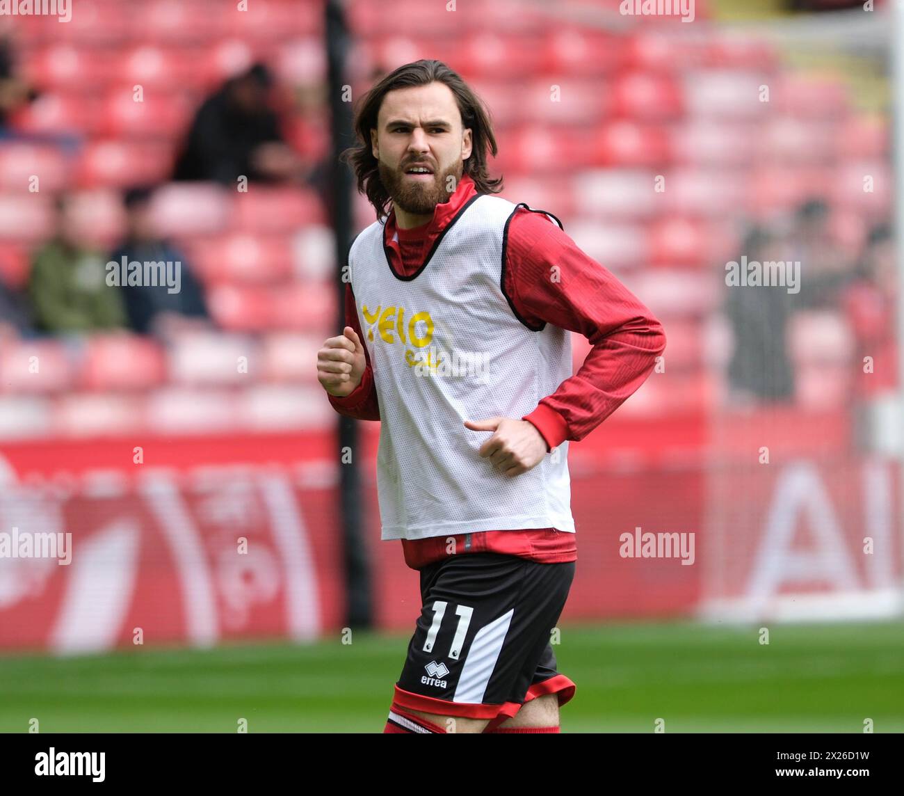 Bramall Lane, Sheffield, Regno Unito. 20 aprile 2024. Premier League Football, Sheffield United contro Burnley; Ben Brereton Diaz di Sheffield Utd durante il riscaldamento pre-partita Credit: Action Plus Sports/Alamy Live News Foto Stock