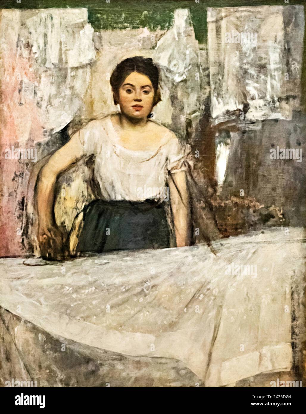 Woman Ifering, 1869 (Pittura) dell'artista Degas, Edgar (1834-1917) francese. Illustrazione Vettoriale