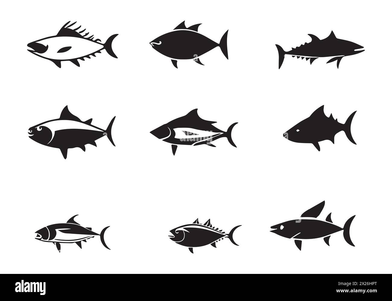 Design a forma di icona del pesce dallo stile minimalista Illustrazione Vettoriale