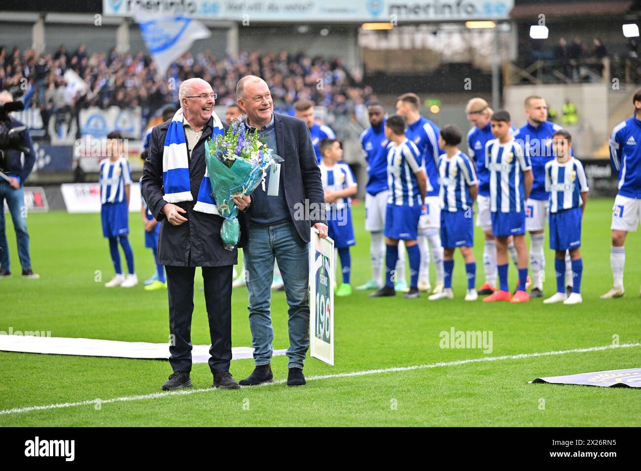 Il leggendario allenatore di calcio Sven-Goran 'Svennis' Eriksson viene celebrato prima della partita di calcio di sabato tra l'IFK Gothenburg e l'IFK Norrköping a Gaml Foto Stock