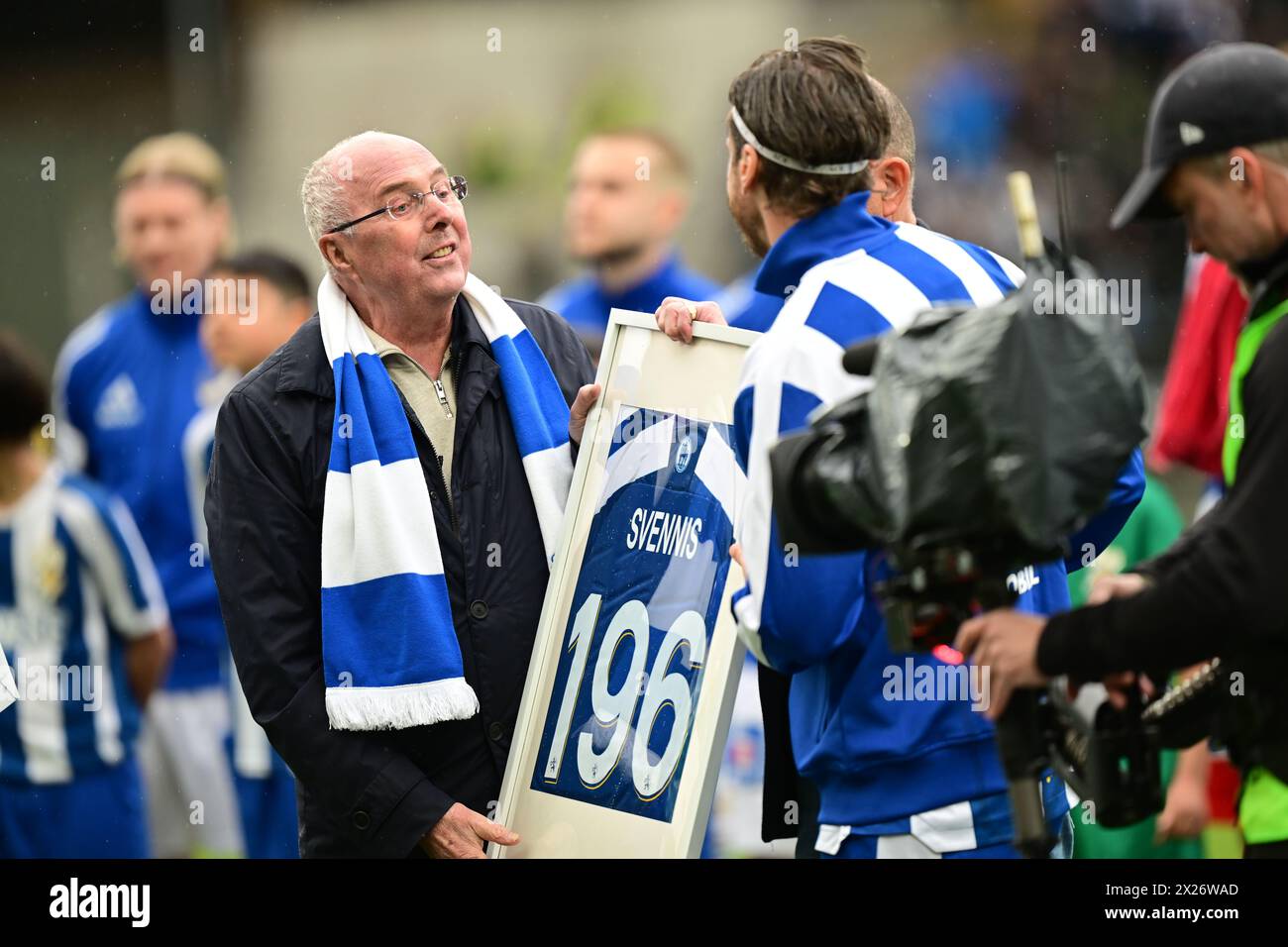 Il leggendario allenatore di calcio Sven-Göran Svennis Eriksson viene celebrato prima della partita di calcio di sabato tra l'IFK Gothenburg e l'IFK Norrköping a Gamla Foto Stock