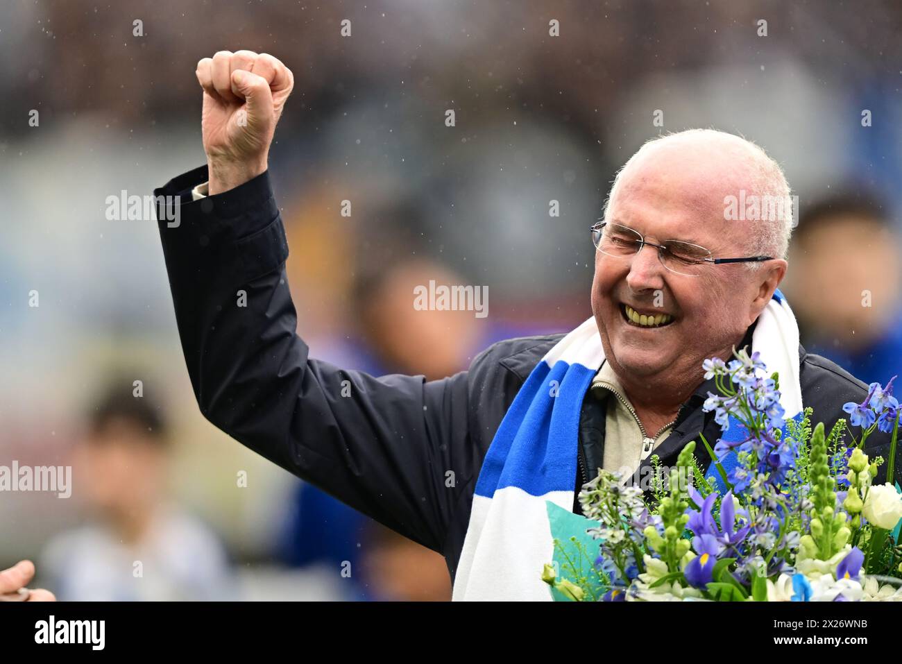 Il leggendario allenatore di calcio Sven-Göran Svennis Eriksson viene celebrato prima della partita di calcio di sabato tra l'IFK Gothenburg e l'IFK Norrköping a Gamla Foto Stock