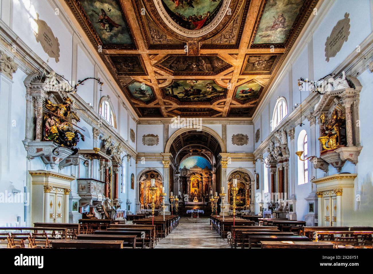 Cattedrale di San Giorgio, SV. Juri con l'alto campanile, j, XVII secolo, città portuale di Pirano sulla costa adriatica con un tocco veneziano Foto Stock