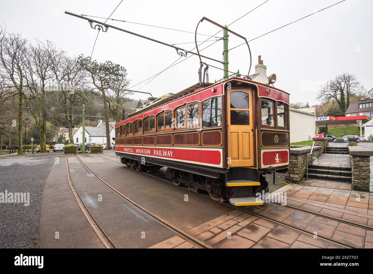 Tram W sulla Snaefell Mountain Railway a Laxey sull'Isola di Man Foto Stock