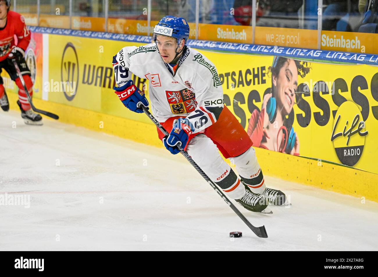 Eishalle Linz, AUT, OEHV, Eishockeylaenderspiel, squadra, Austria. 20 aprile 2024. Vs Team Repubblica Ceca, im Bild Jakub Galvas (CZE) .// partita di International Hockey League tra Austria e Repubblica Ceca a Linz, Austria il 2024/04/20 - 20240420 PD8401 credito: APA-PictureDesk/Alamy Live News Foto Stock