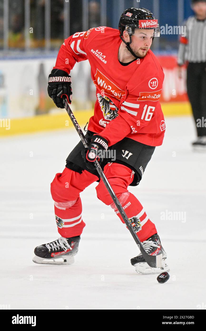 Eishalle Linz, AUT, OEHV, Eishockeylaenderspiel, squadra, Austria. 20 aprile 2024. Vs Team Repubblica Ceca, im Bild Dominic Zwerger (AUT) .// partita di International Hockey League tra Austria e Repubblica Ceca a Linz, Austria il 2024/04/20 - 20240420 PD9702 credito: APA-PictureDesk/Alamy Live News Foto Stock