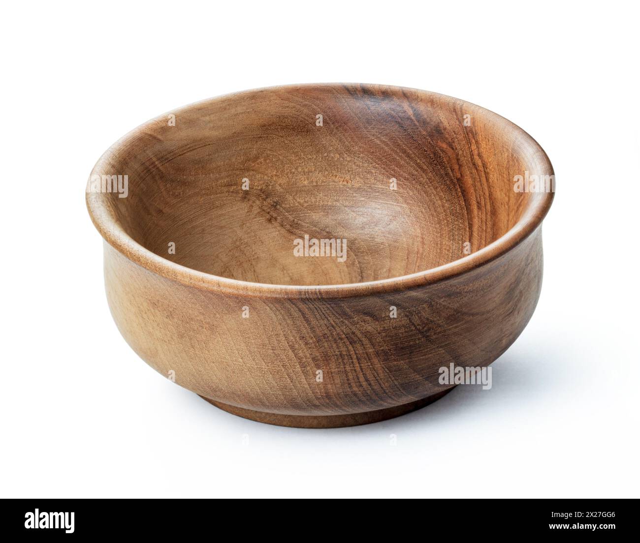 ciotola in legno per pasto su sfondo bianco isolato Foto Stock