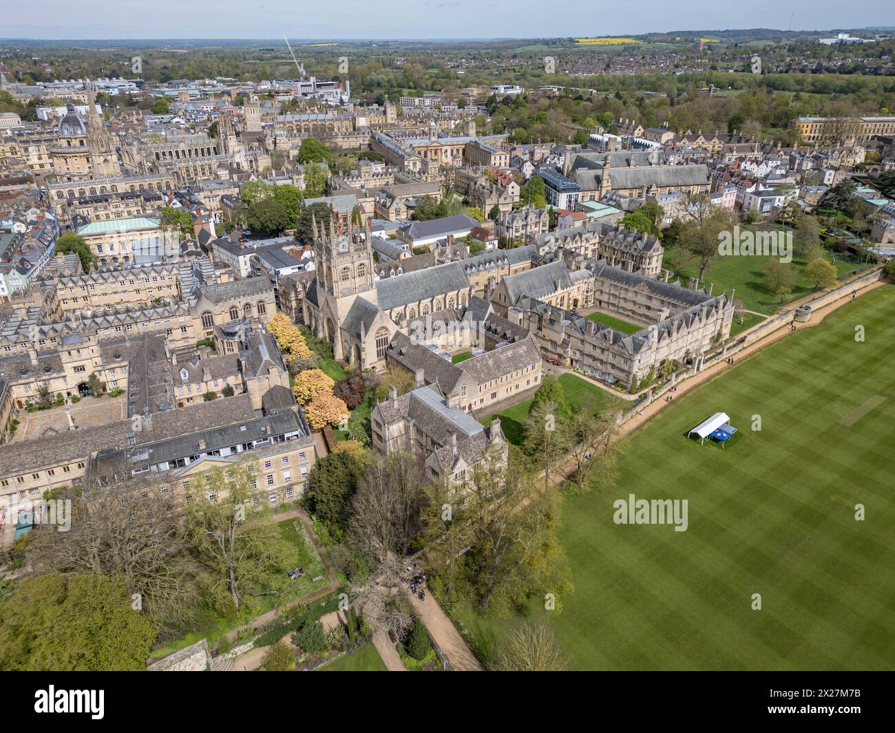 Vista aerea del Merton College, Università di Oxford, Oxford, Regno Unito. Foto Stock