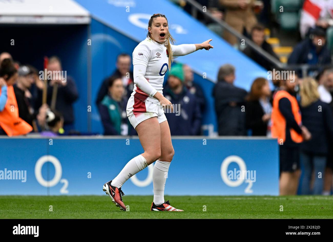 Twickenham, Regno Unito. 20 aprile 2024. PGuiness Womens sei nazioni. Inghilterra V Irlanda. Stadio di Twickenham. Twickenham. Jess Breach (Inghilterra) durante la partita di rugby England V Ireland Guinness Womens Six Nations. Crediti: Sport in foto/Alamy Live News Foto Stock