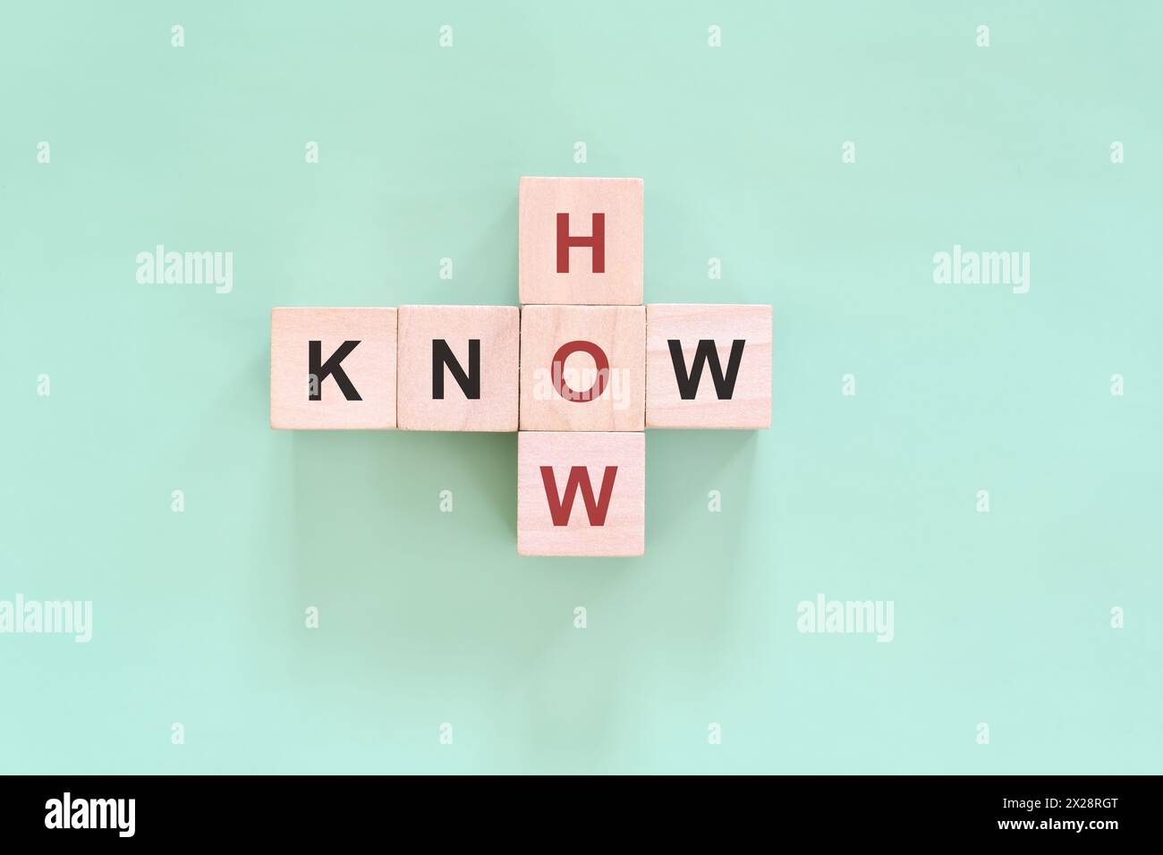 Sapere come concetto. Puzzle a parole incrociate composizione piatta. Foto Stock