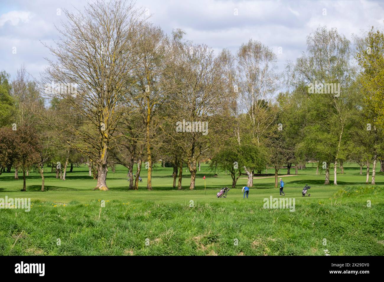 Campo da golf accanto al fiume Mersey a South Manchester, Inghilterra. Foto Stock