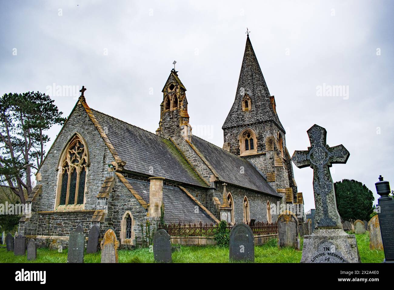 St Rhystud Church, Llanrhystud, Ceredigion, Galles Foto Stock