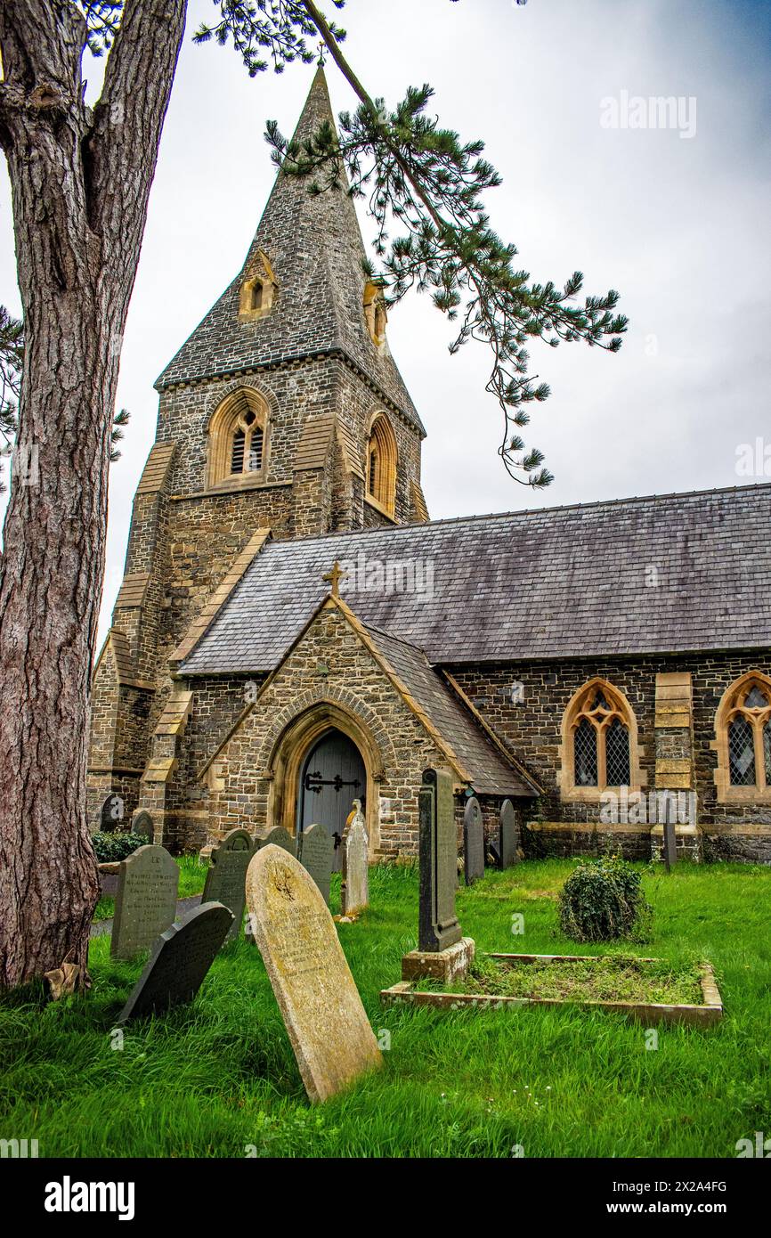 St Rhystud Church, Llanrhystud, Ceredigion, Galles Foto Stock