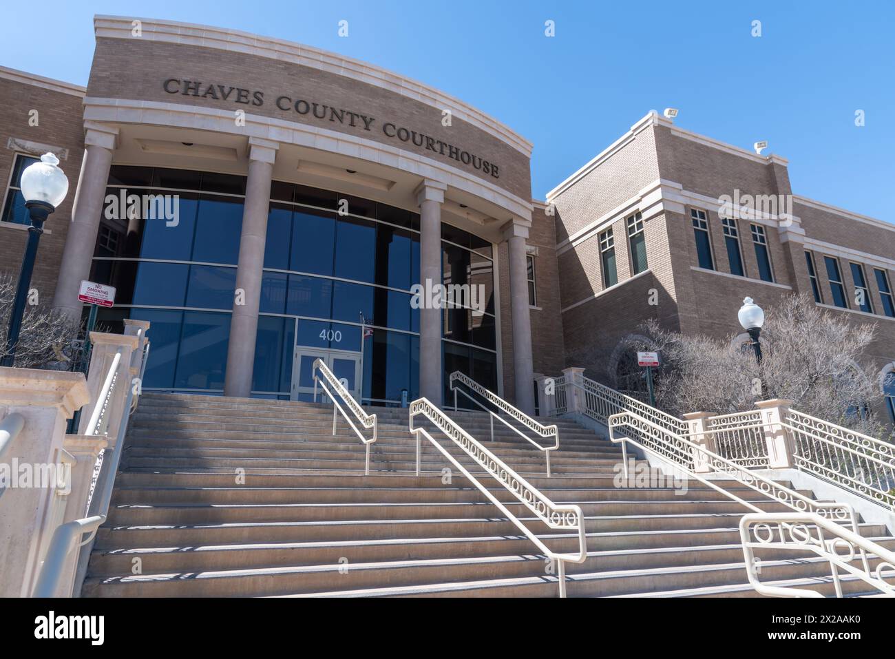 Ingresso al tribunale della contea di Chaves, Roswell, New Mexico, Stati Uniti. Foto Stock