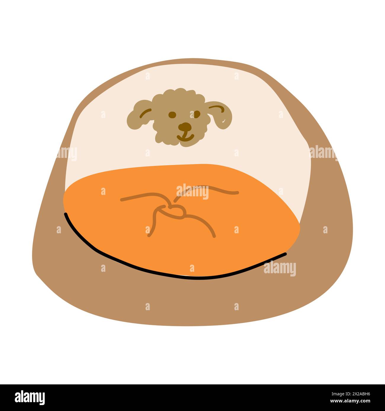 Un letto per un animale domestico, cane. Illustrazione vettoriale. Oggetto isolato su sfondo bianco, stile cartone animato Illustrazione Vettoriale