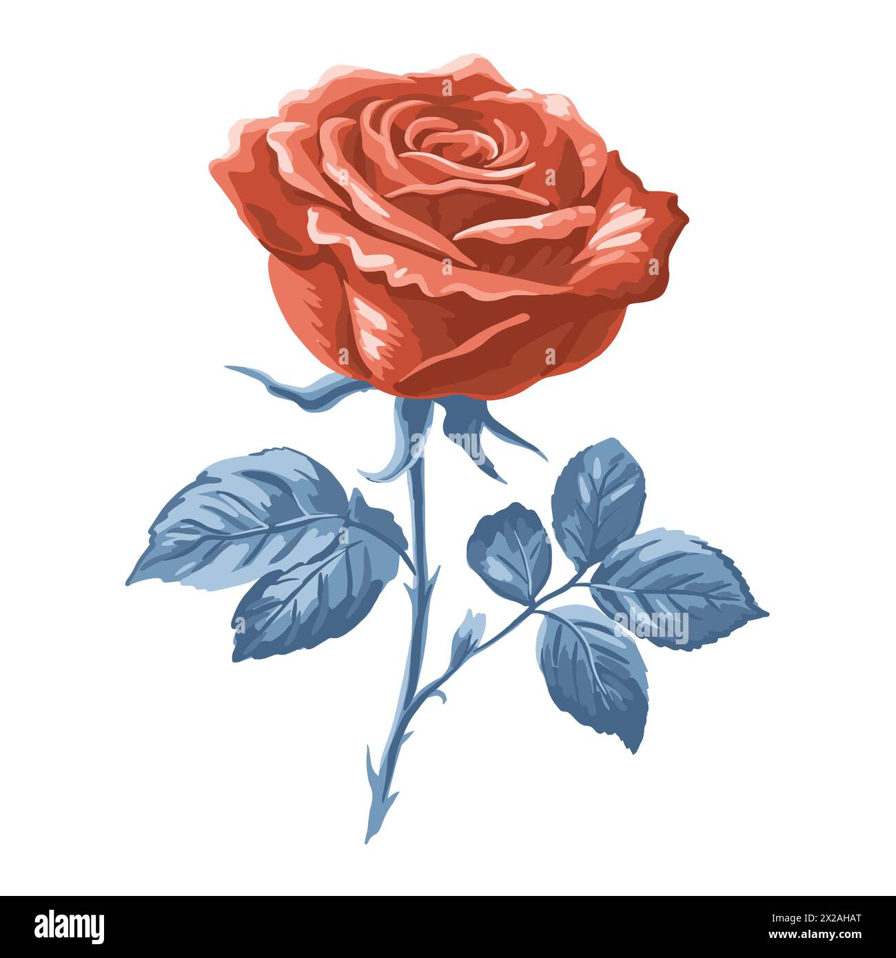 Rosa rossa su uno sfondo bianco Illustrazione Vettoriale