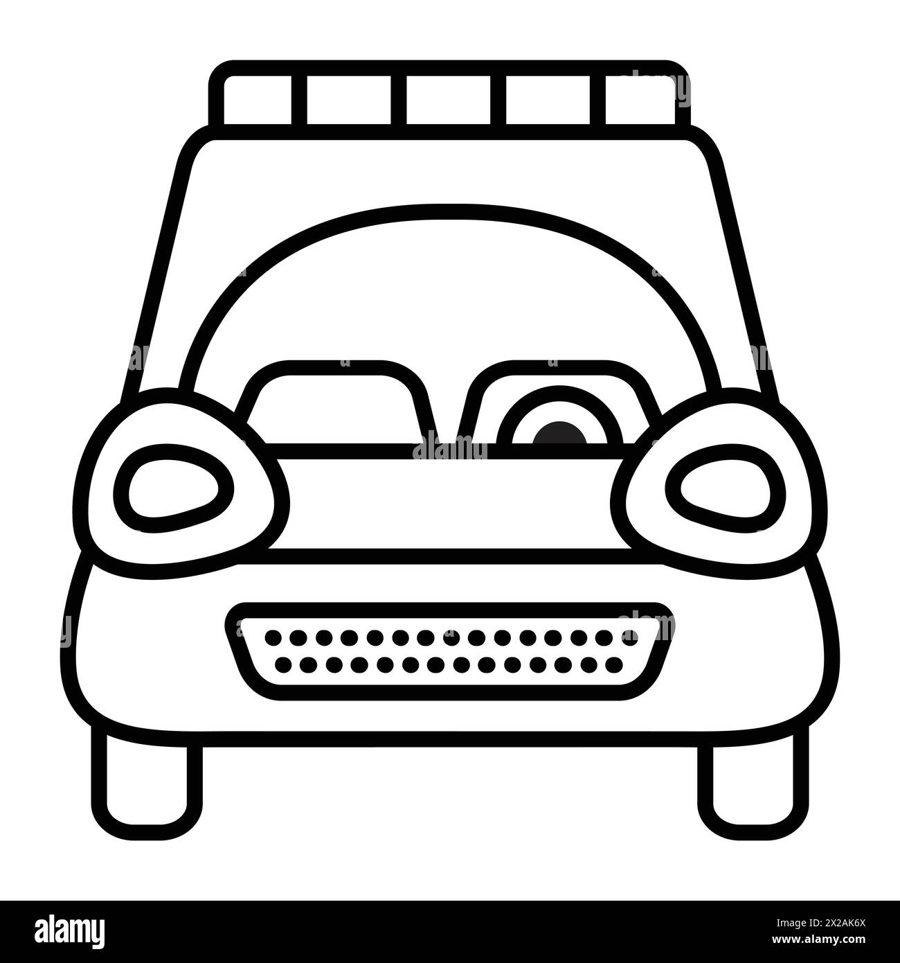 Icona vettoriale linea nera SUV, simbolo di un veicolo utilitario sportivo singolo, pittogramma monocromatico per la vista anteriore di un crossover, trasporto 4x4 a quattro ruote Illustrazione Vettoriale