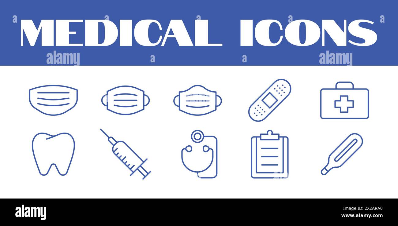 Icone dell'assistenza sanitaria illustrazione medica del vettore icone del vettore Set di icone del medico Illustrazione Vettoriale