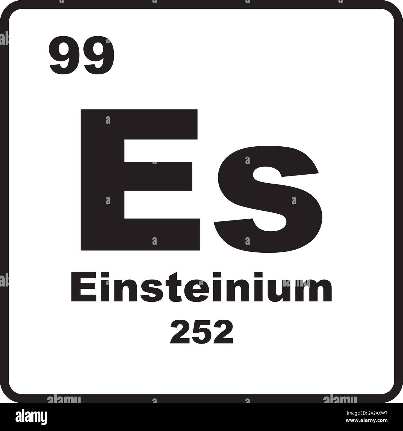 Icona chimica di Einstein, elemento chimico nella tavola periodica Illustrazione Vettoriale
