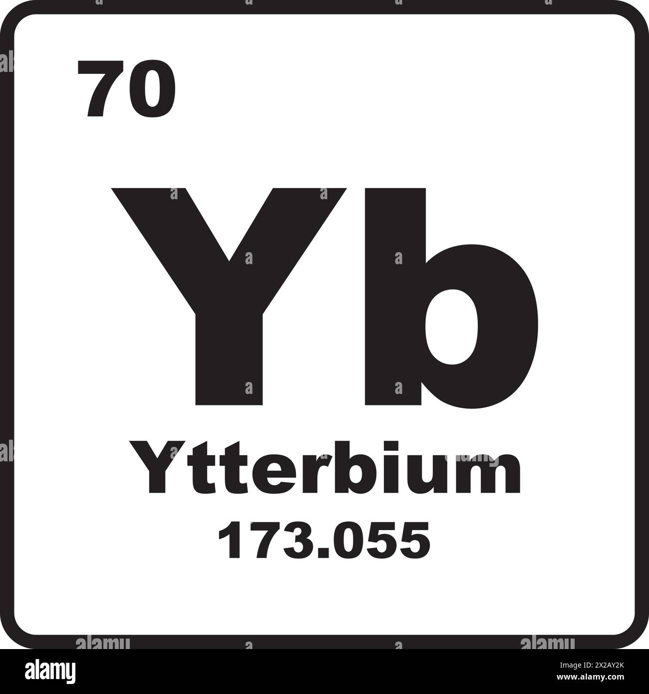 Icona itterbio, elemento chimico nella tavola periodica Illustrazione Vettoriale