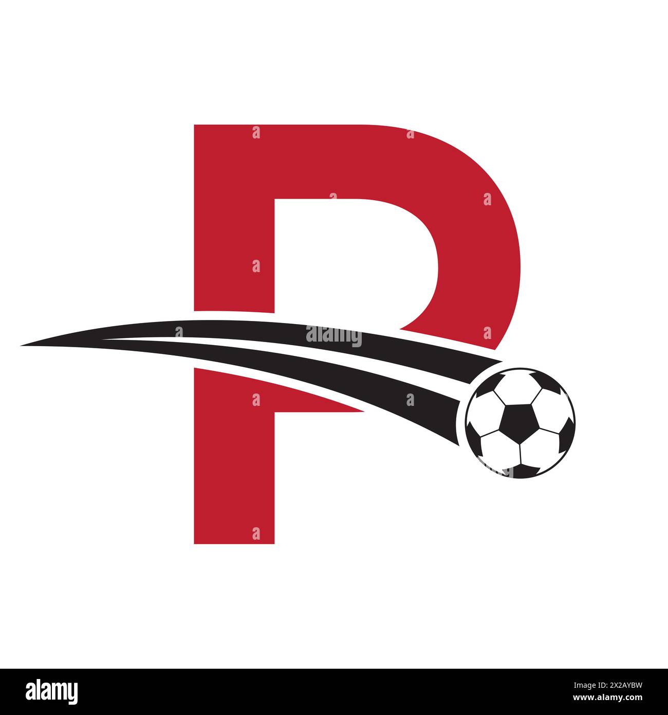 Logo calcio sulla lettera P Concept con simbolo calcio in movimento. Insegna calcio Illustrazione Vettoriale Logo calcio sulla lettera P Concept con simbolo calcio in movimento. Insegna calcio Illustrazione Vettoriale