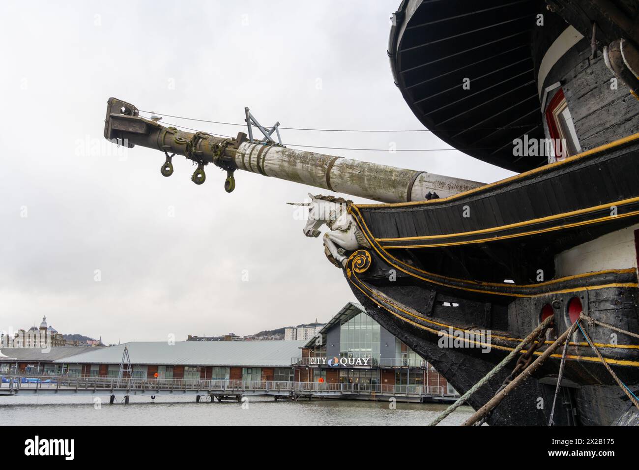 HMS Unicorn nave storica, una delle più antiche al mondo, varata nel 1824, ora museo nel bacino di carenaggio a Dundee, Scozia, Regno Unito Foto Stock