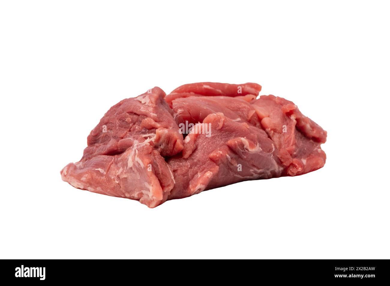 Filetto di maiale crudo isolato su fondo bianco. Carni fresche. Foto Stock