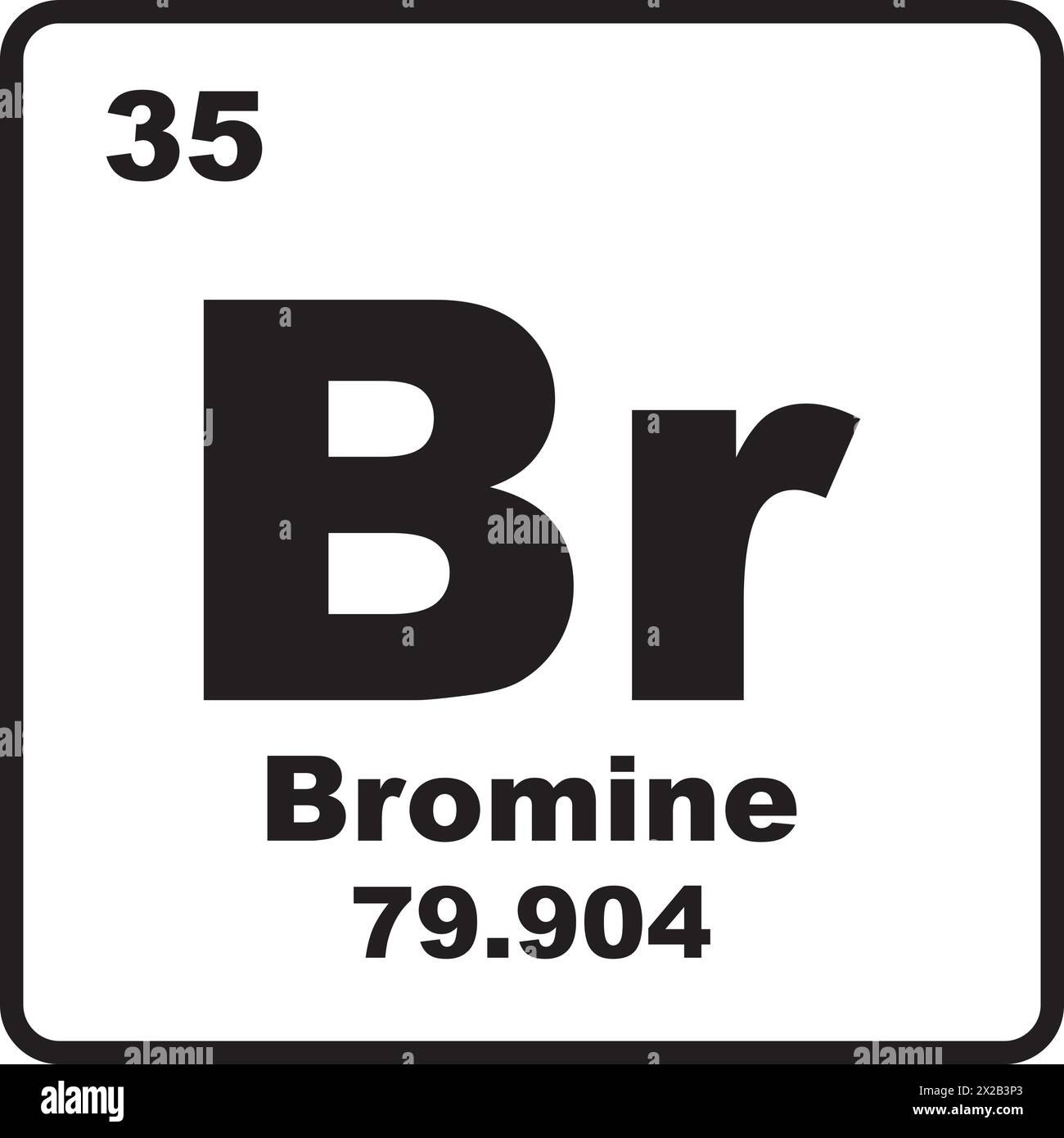 Icona bromo, elemento chimico nella tavola periodica. Illustrazione Vettoriale