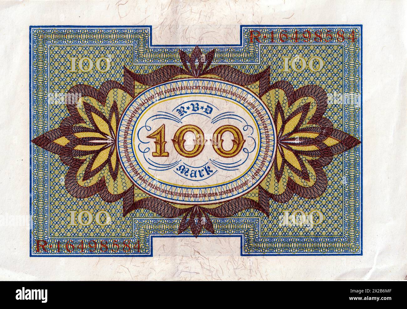 100 Hundert Mark banconota tedesca, 1922 Foto Stock