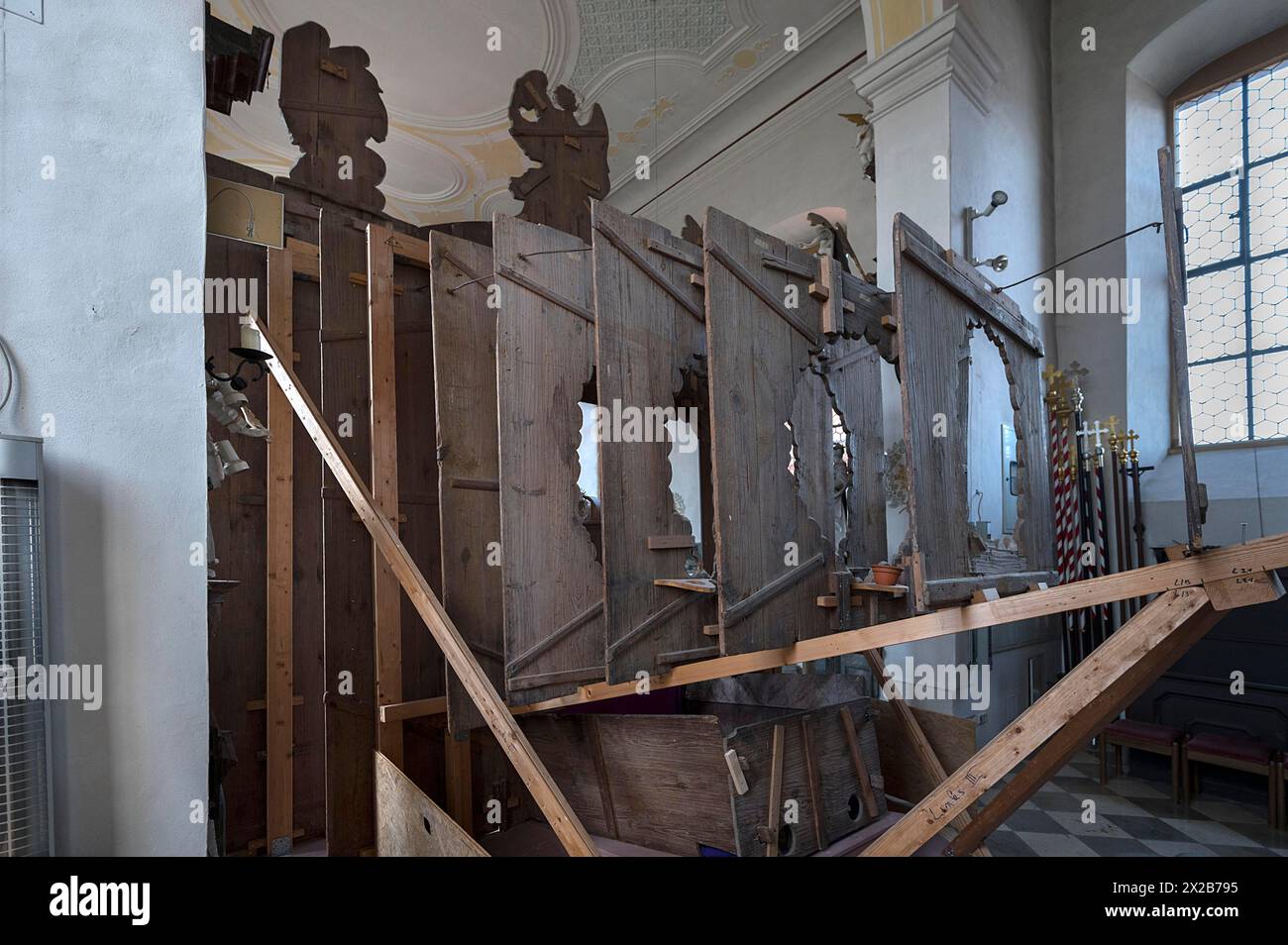 Struttura del Santo Sepolcro vista da dietro, Chiesa di San Bartolomeo, Kleineibstadt, bassa Franconia, Baviera, Germania, Europa Foto Stock