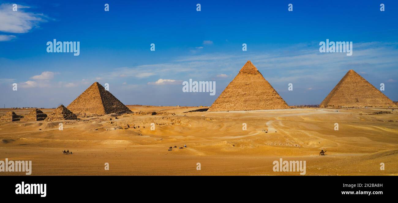 La grande Piramide di Khufu sull'Altopiano di Giza in Egitto Foto Stock