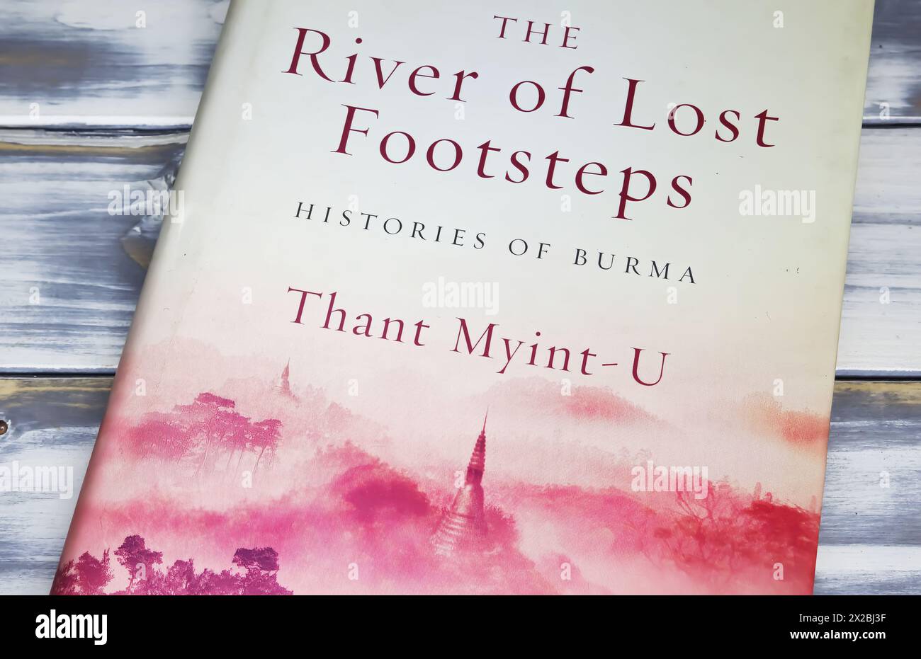Viersen, Germania - 9 aprile. 2024: Closeup of Thant Myint-U copertina del libro River of Lost Footsteps Foto Stock