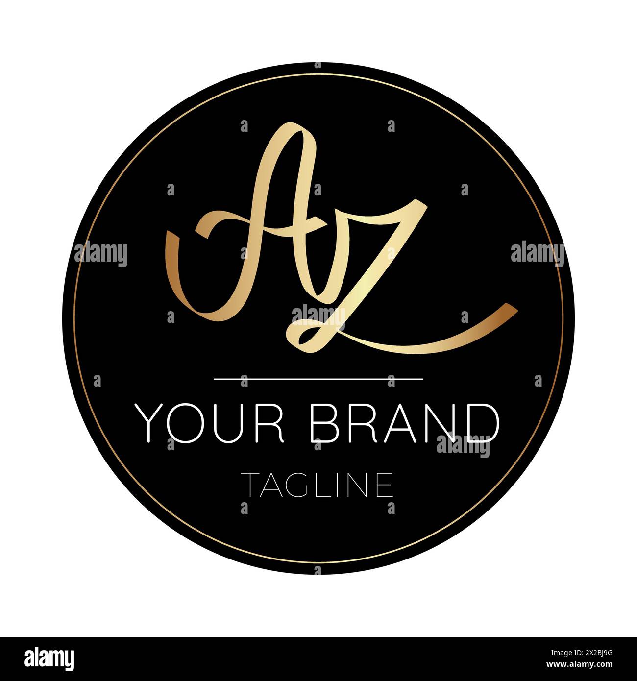 Elegante logo aziendale Clean iniziale di lettere AZ scritte a mano Illustrazione Vettoriale