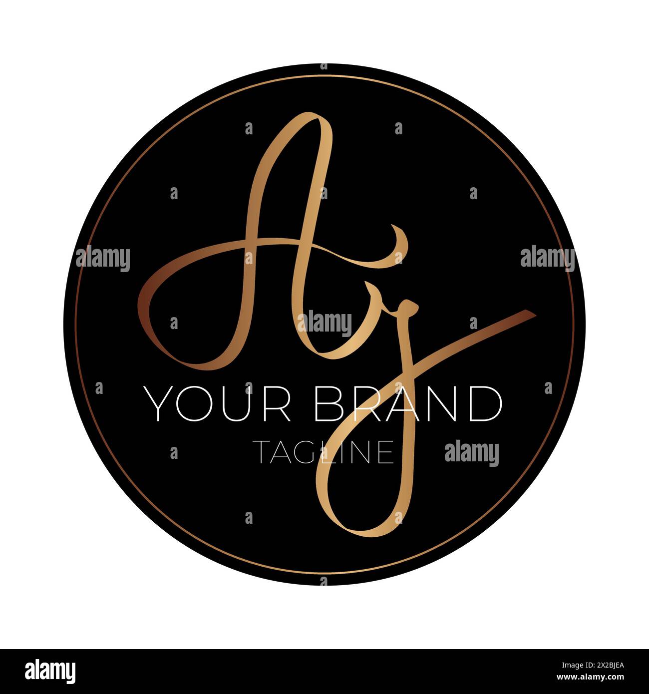 Elegante logo aziendale Clean iniziale di lettere scritte a mano AJ Illustrazione Vettoriale