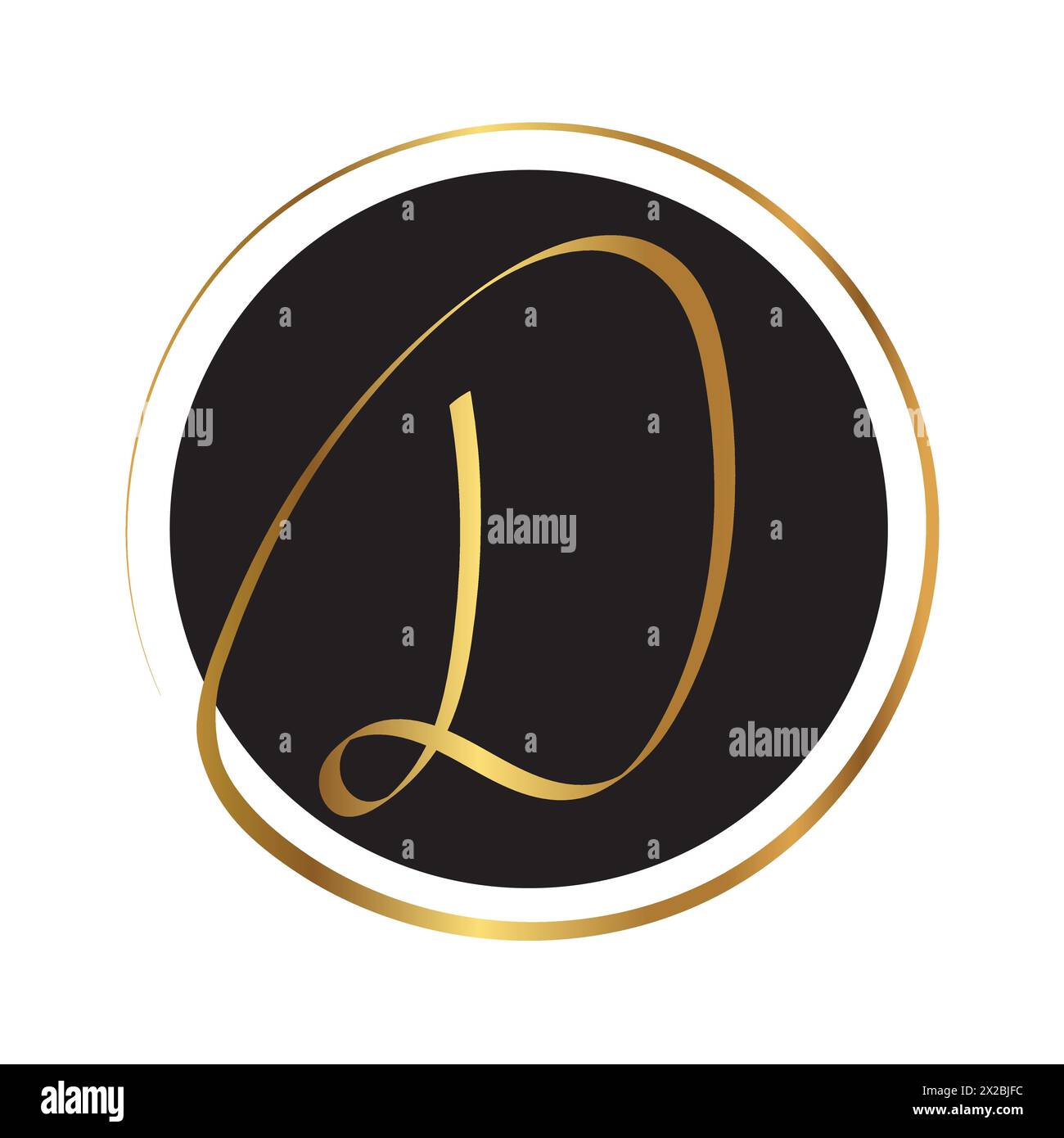 Elegante logo Clean Business iniziale con lettera scritta a mano D Illustrazione Vettoriale