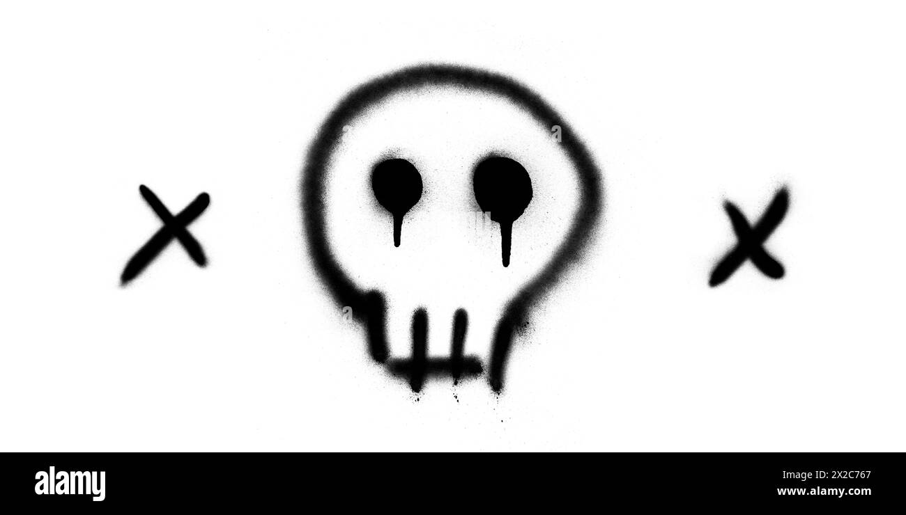 Illustrazione della vernice a spruzzo. Teschio morto in stile graffiti. Foto Stock