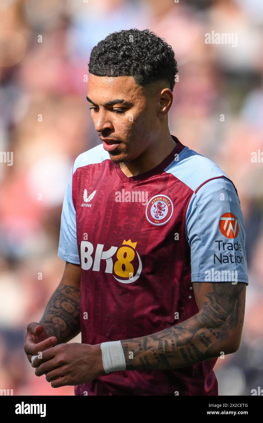 Morgan Rogers di Aston Villa durante la partita di Premier League Aston Villa vs Bournemouth a Villa Park, Birmingham, Regno Unito, 21 aprile 2024 (foto di Craig Thomas/News Images) Foto Stock