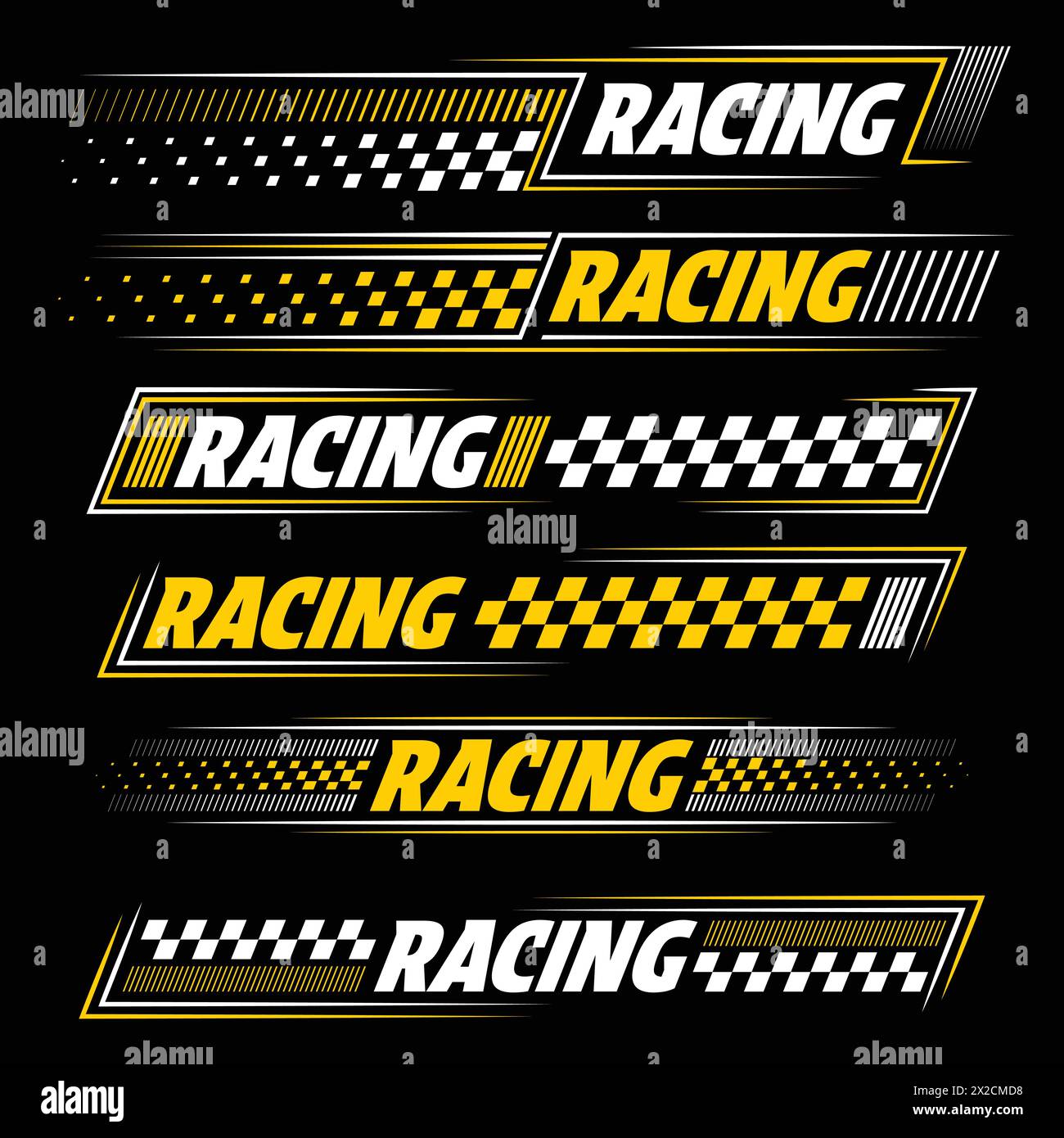 Decalcomanie bianche e gialle Racing Illustrazione Vettoriale