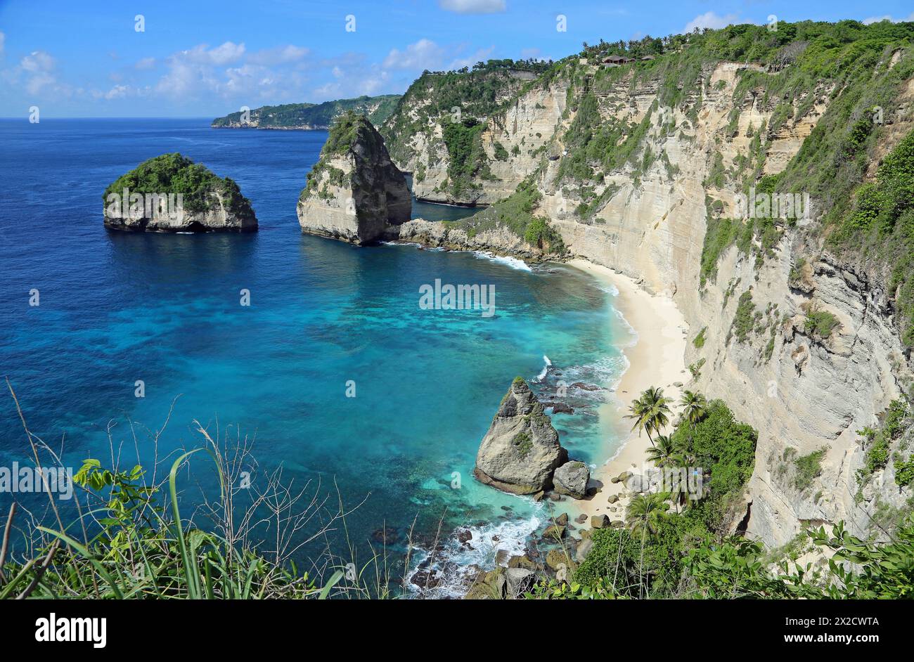 Vista a Diamond Beach - Nusa Penida, Indonesia Foto Stock