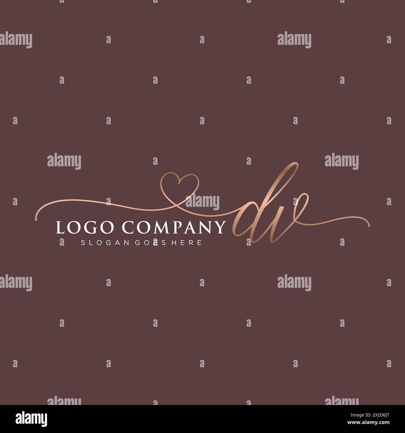 Monogramma di bellezza DV e logo elegante Illustrazione Vettoriale