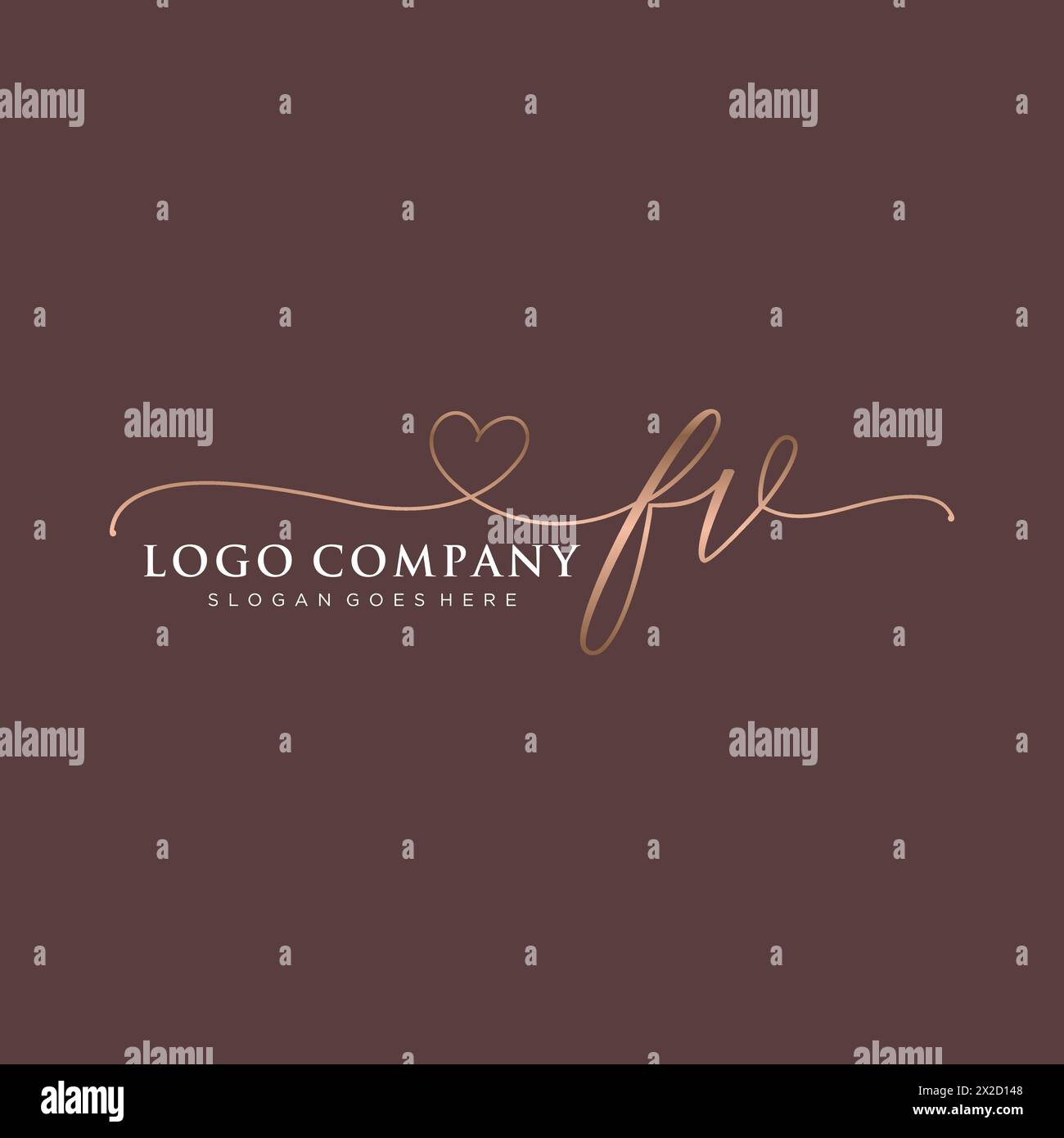 Monogramma di bellezza FV e logo elegante Illustrazione Vettoriale