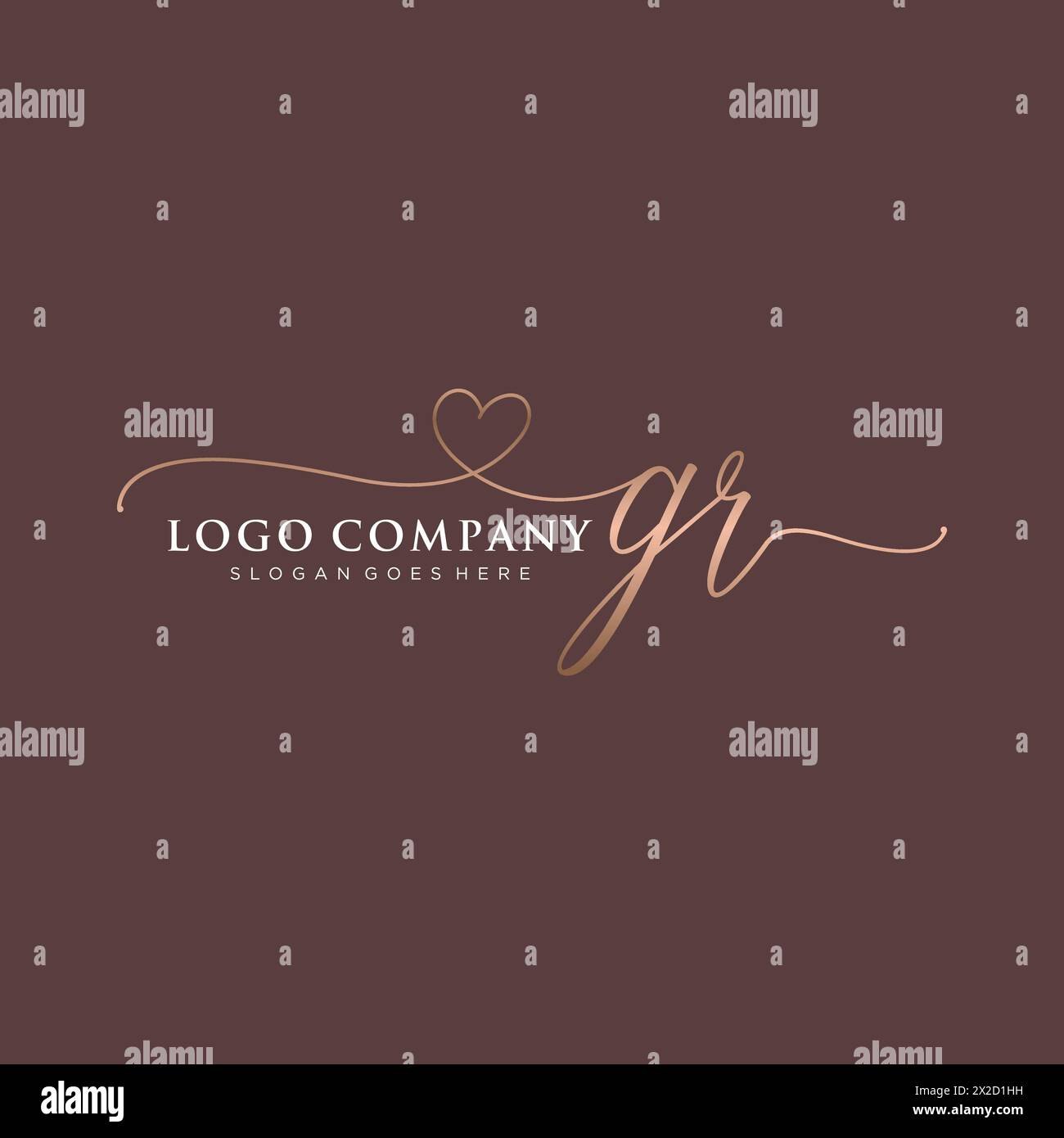 Monogramma di bellezza GR e logo elegante Illustrazione Vettoriale