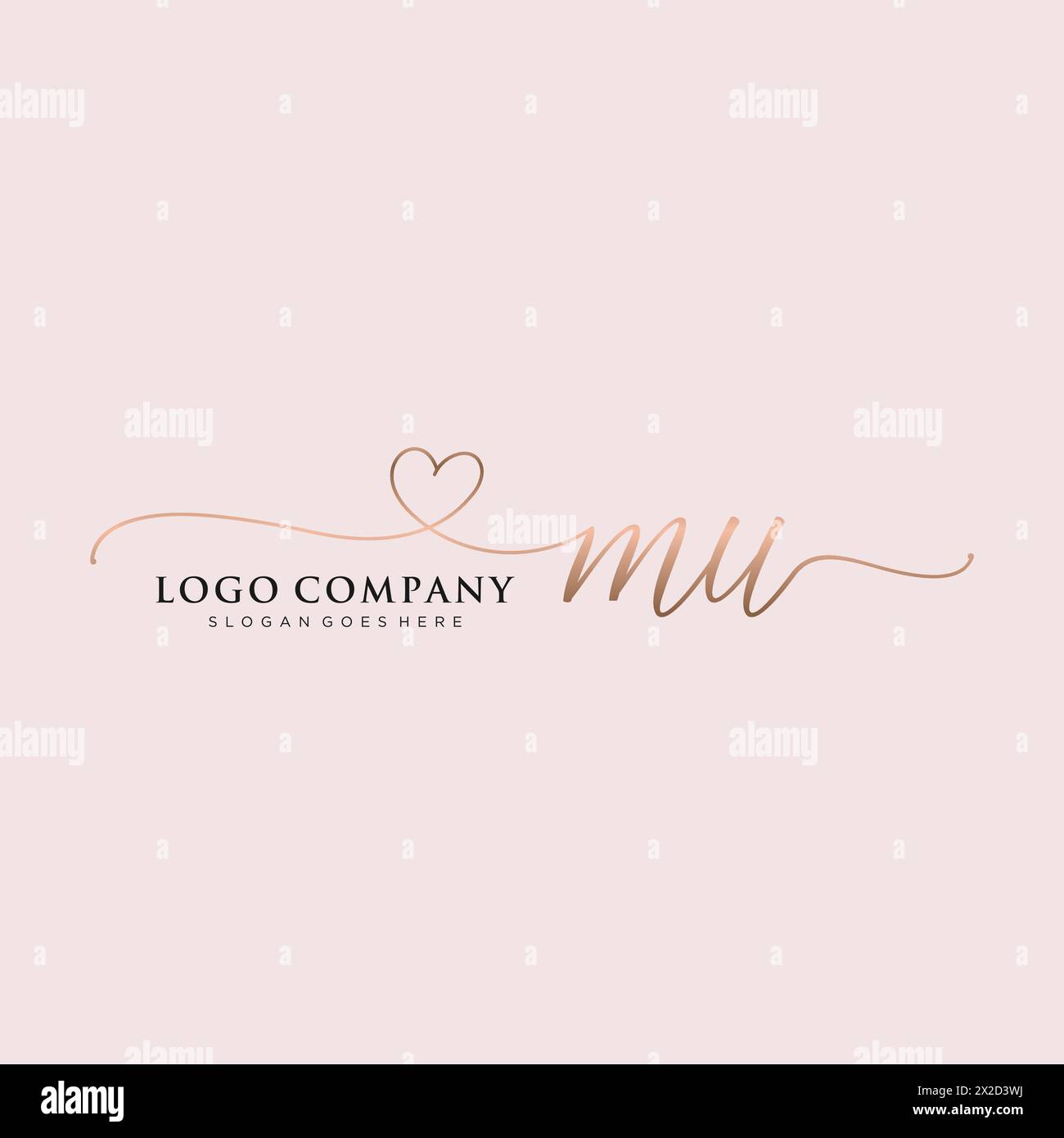 Monogramma di bellezza MU e logo elegante Illustrazione Vettoriale