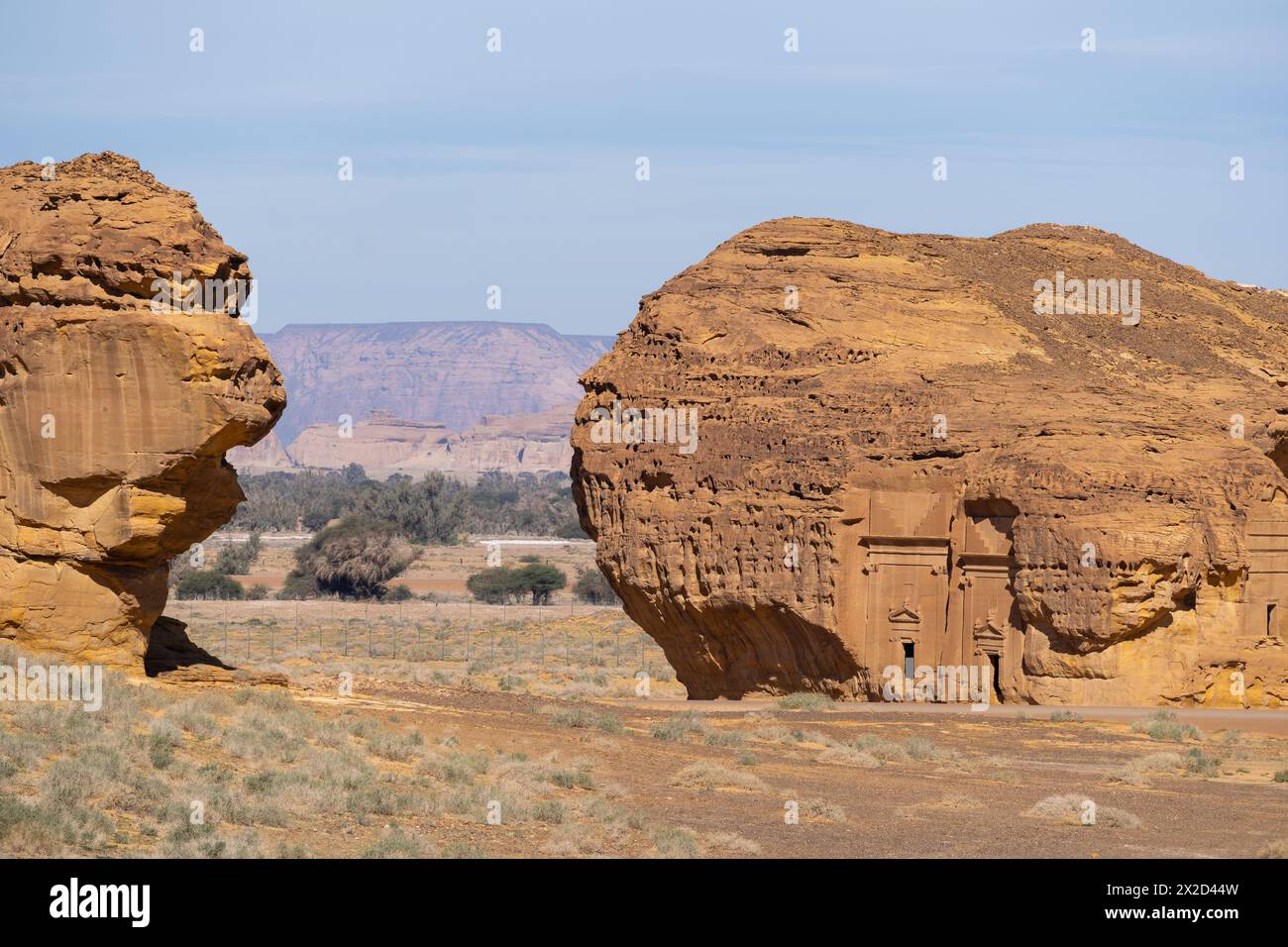 Al Ula, Arabia Saudita: Le tombe amous della civiltà nabatea, al-Ula è la loro seconda città più grande dopo Petra, nel sito di Madain Saleh nel Th Foto Stock