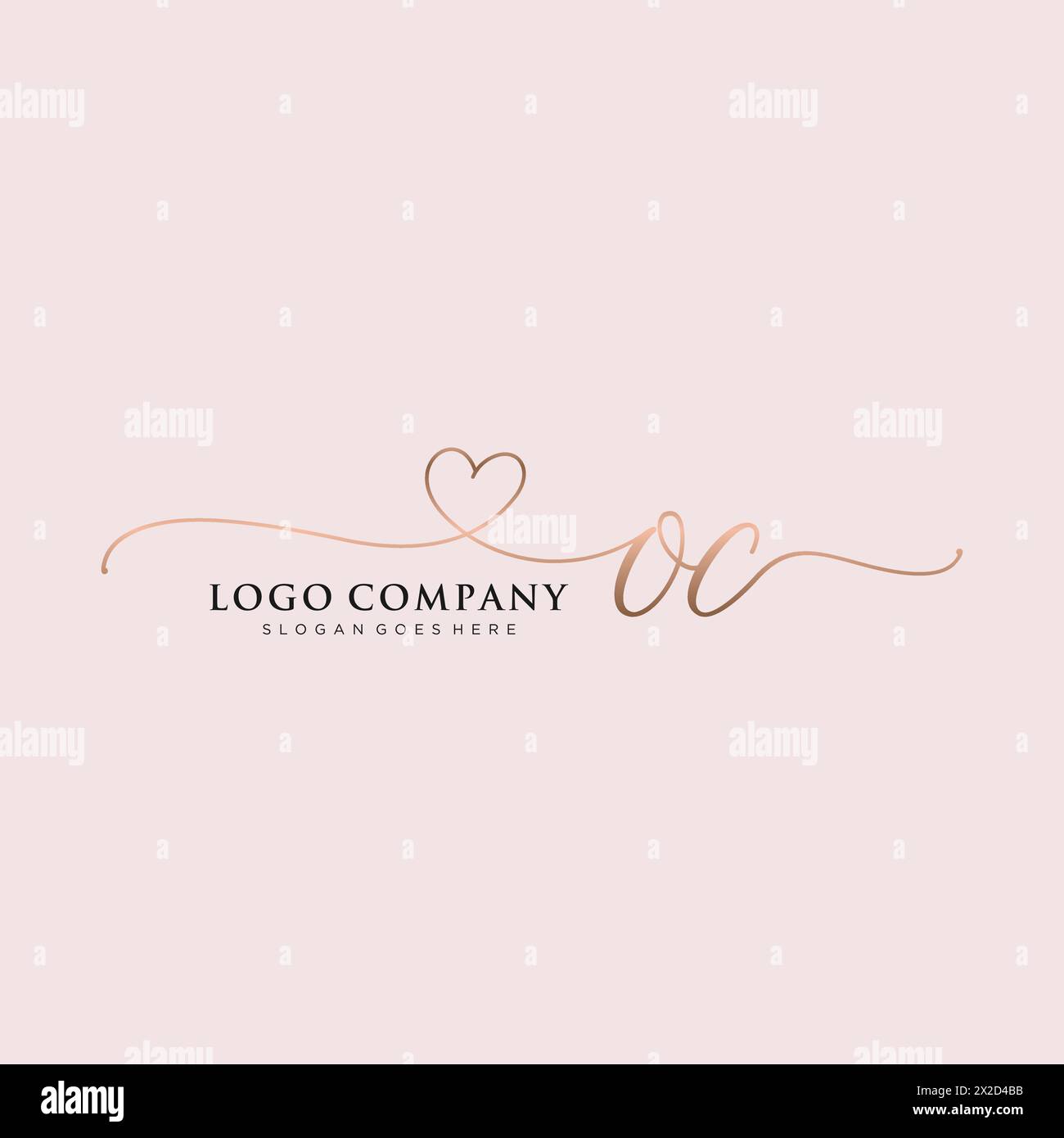 Monogramma di bellezza OC e logo elegante Illustrazione Vettoriale