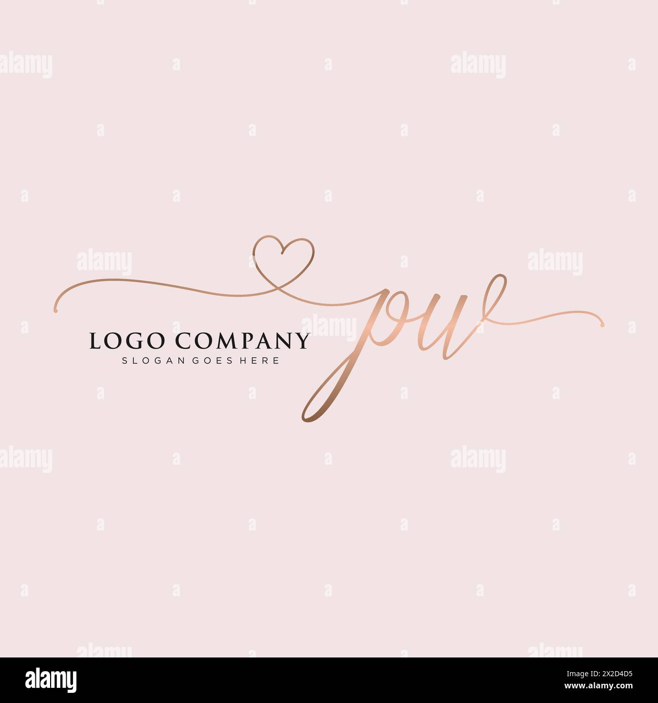 Monogramma di bellezza PW ed elegante logo Illustrazione Vettoriale